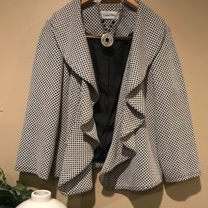 Calvin Klein Ruffle Open Front Blazer